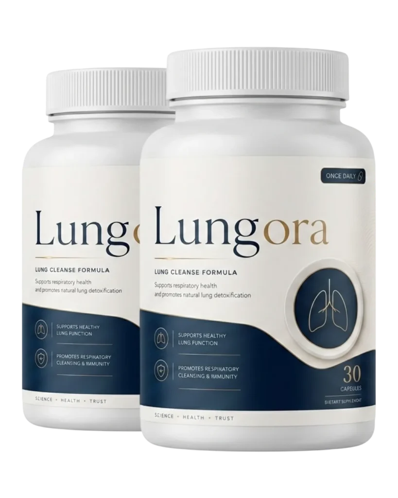 Two bottles of Lungora Lung Cleanse Formula with 30 capsules