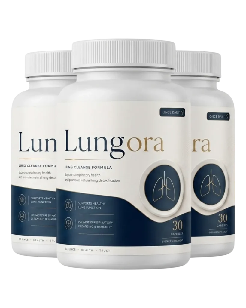 Three bottles of Lungora Lung Cleanse Formula